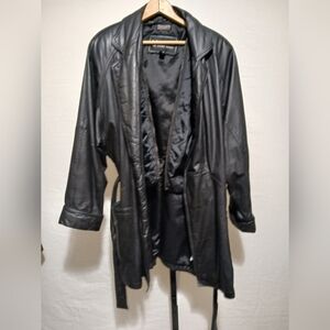 Vintage Wilsons Black Leather Wrap Coat